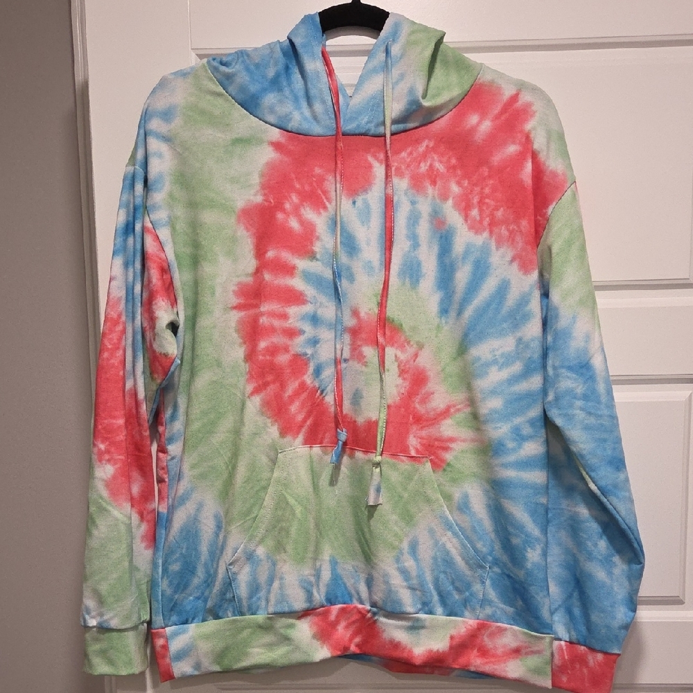 Tie-Dye Hoodie in Red, Blue, and Green